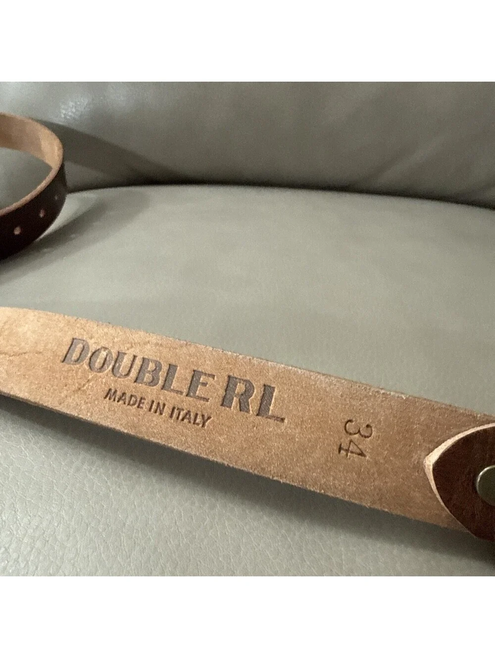 RRL Double RL Distressed Tan Leather Belt Made in Italy Size 34 Width 1 inch